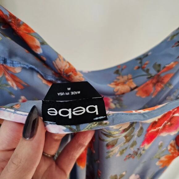 NWT BEBE Floral Satin Slip Dress - Picture 5 of 6